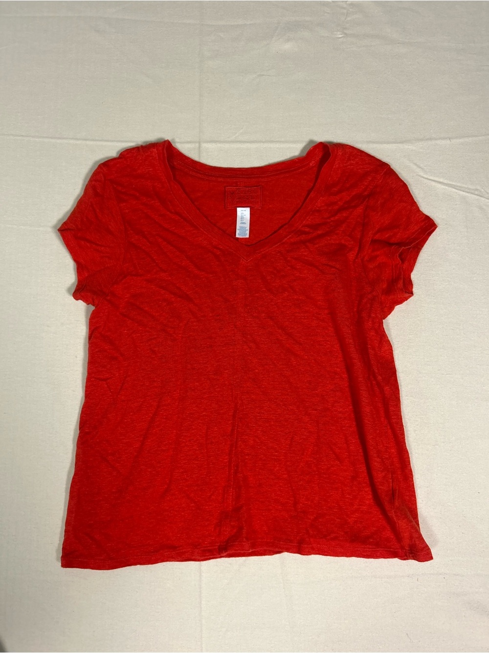 Sigrid Olsen Red V-Neck Short Sleeve Tee